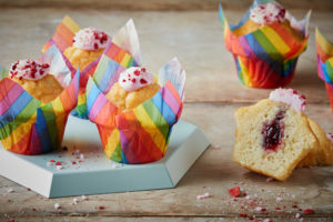 Raspberry Rainbow Muffin